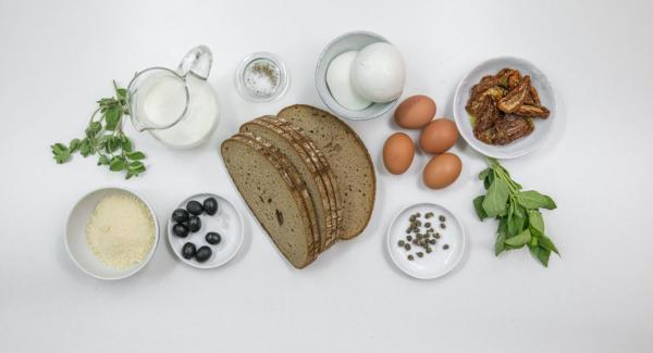 Disporre gli ingredienti sul piano.