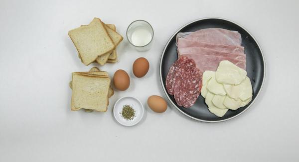 Disporre gli ingredienti sul piano.