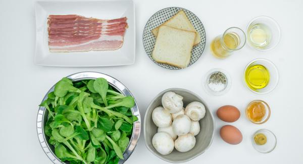 Disporre gli ingredienti sul piano.