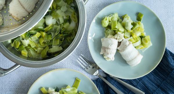 Involtini di lavello con porri alla panna