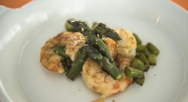 Gamberi con asparagi