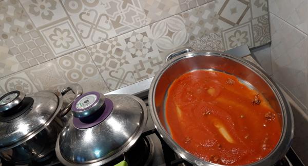 nell'unita' ovale creare un letto di salsa e quindi iniziare a stendere la lasagna